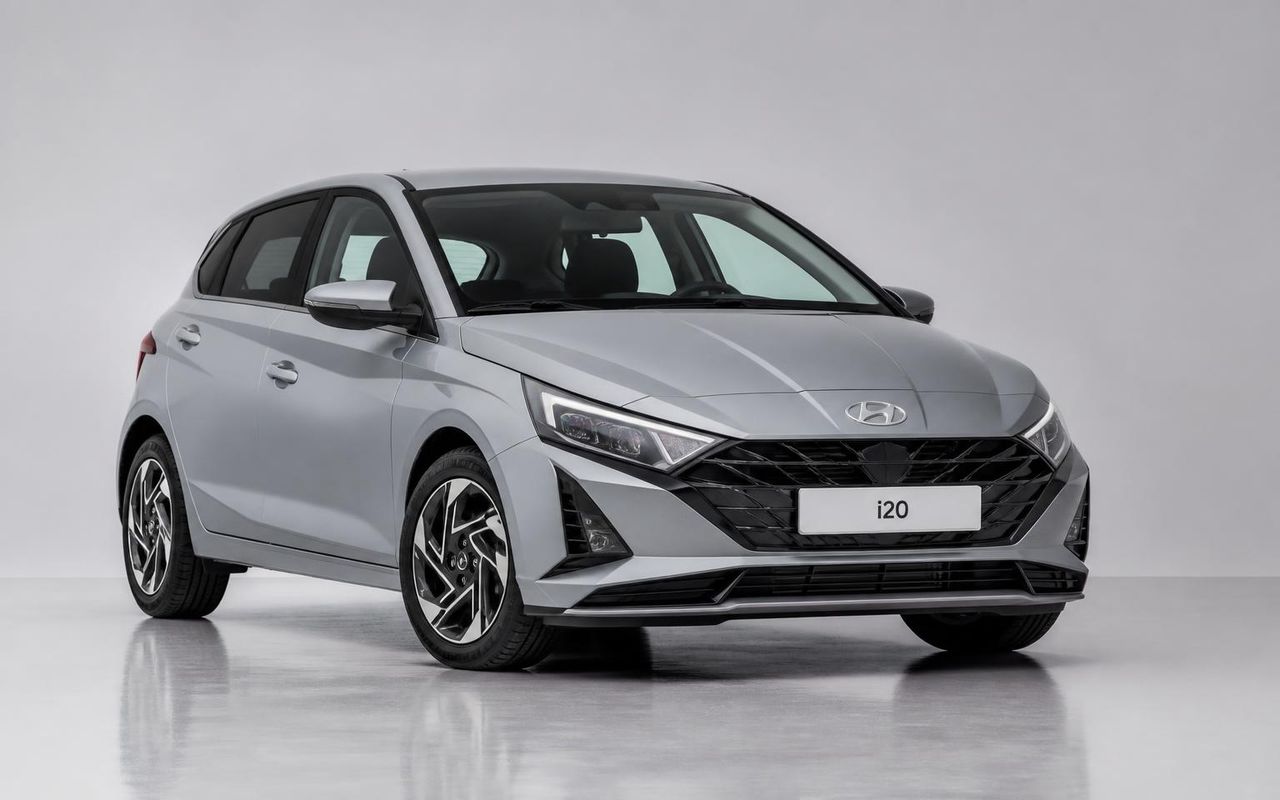 Hyundai i20 premium hatchback — studio front three-quarter view