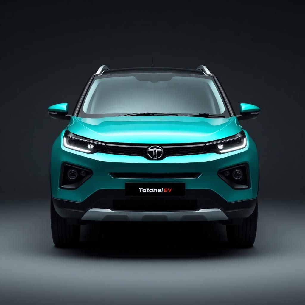 Tata Nexon EV electric compact SUV — studio front three-quarter view